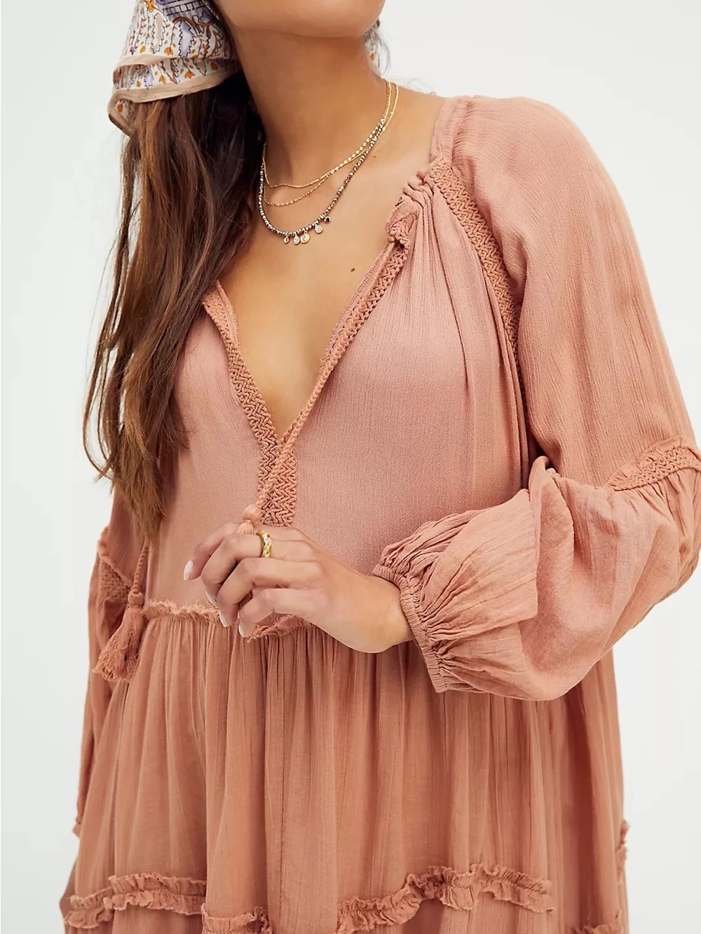 Free People In the Moment Boho Inspired Maxi Dress in the Color Doe - Picture 4 of 7